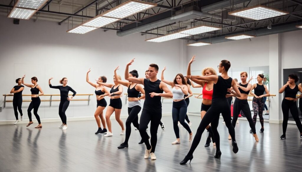 Динамика командной хореографии во время смены темпа - иллюстрация