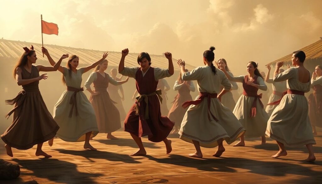 Динамика командной хореографии во время смены темпа - иллюстрация