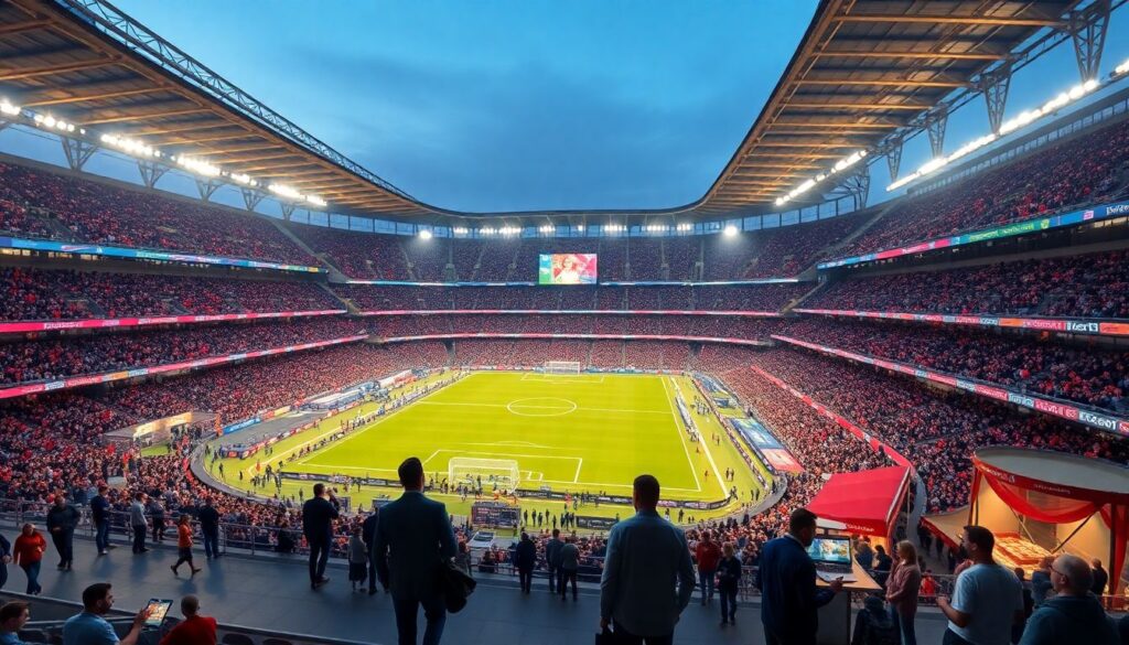 Хроника праздничной атмосферы на стадионе - иллюстрация